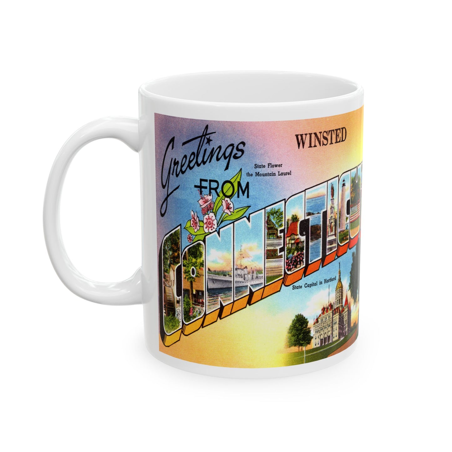 Memebly Vintage Greetings from Winsted CT Connecticut Coffee Mug