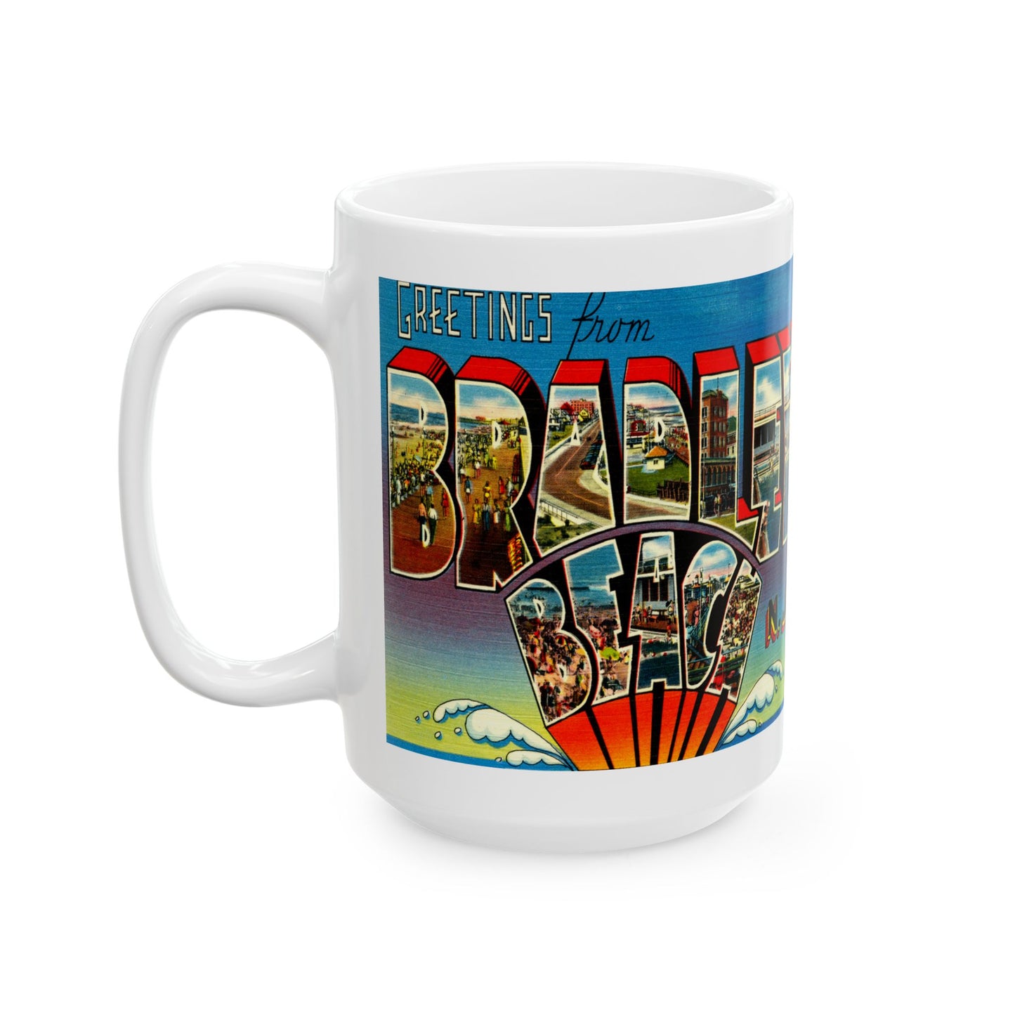 Memebly Vintage Greetings from Bradley Beach NJ New Jersey Coffee Mug