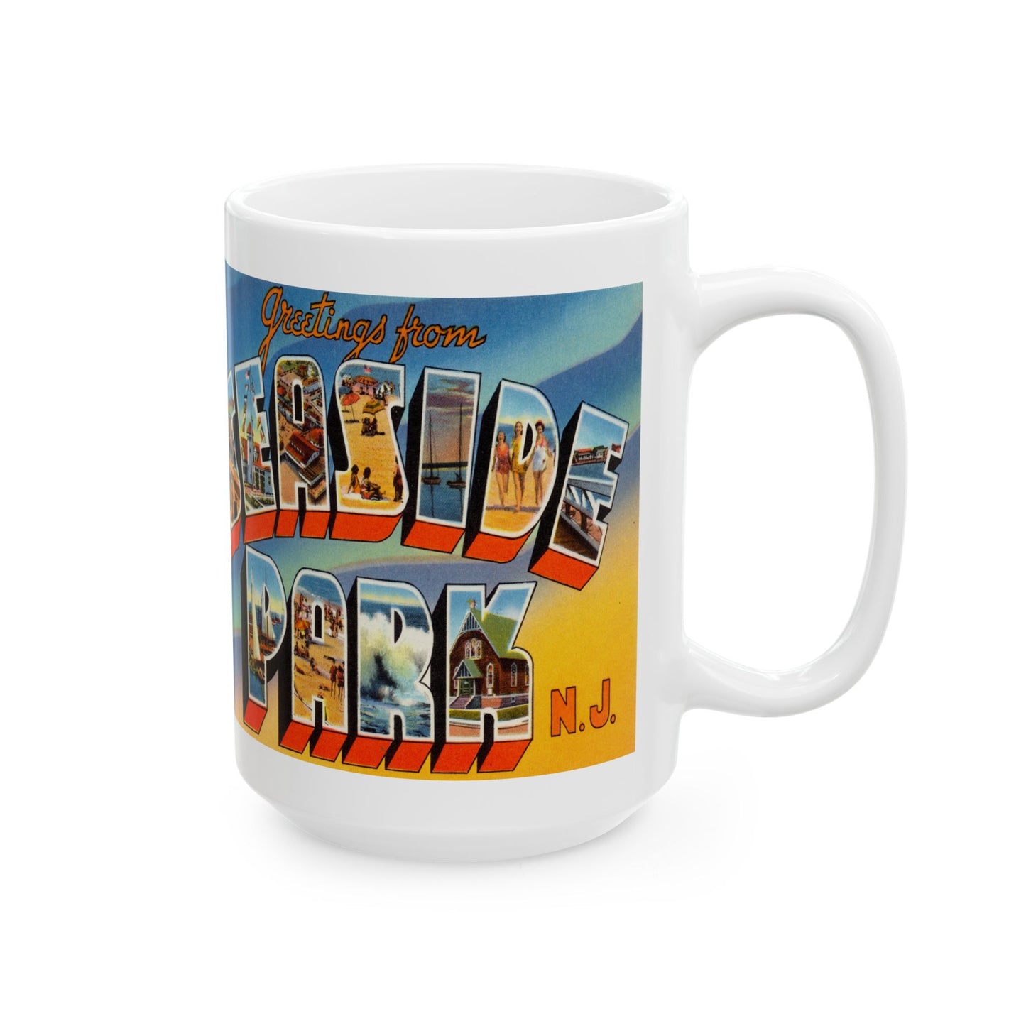 Memebly Vintage Greetings from Seaside Park NJ New Jersey Coffee Mug