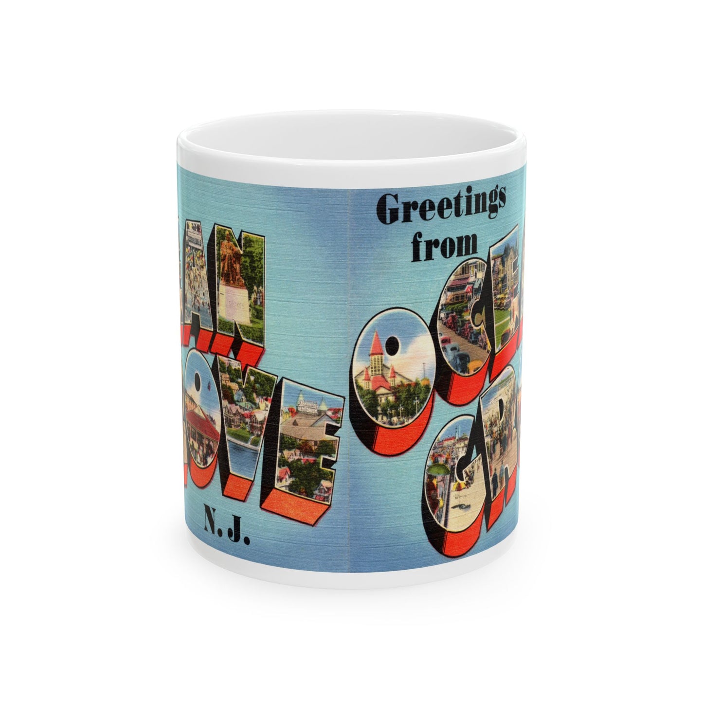 Memebly Scenic Retro Greetings from Ocean Grove NJ New Jersey Coffee Mug