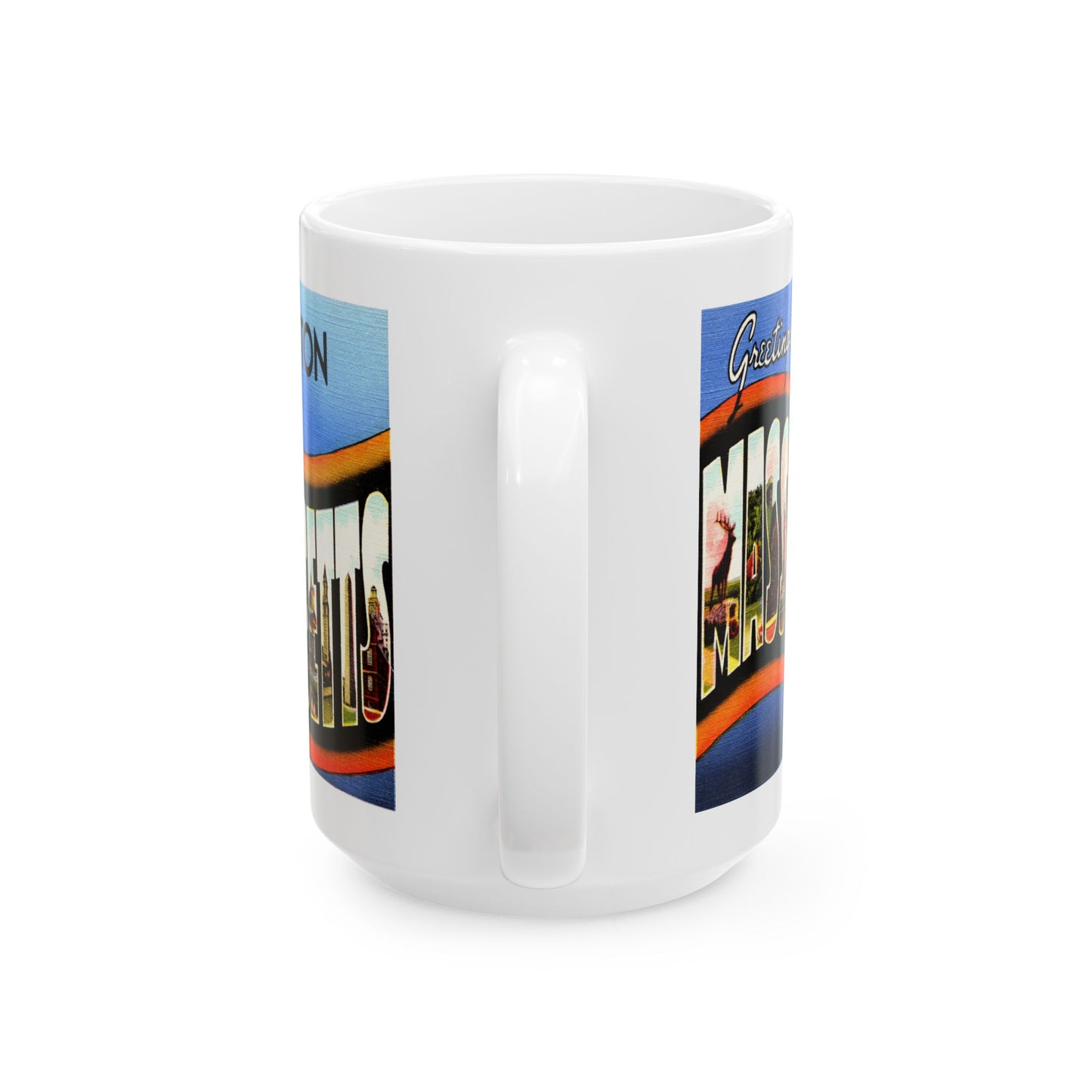 Memebly Vintage Greetings from Boston MA Massachusetts Coffee Mug