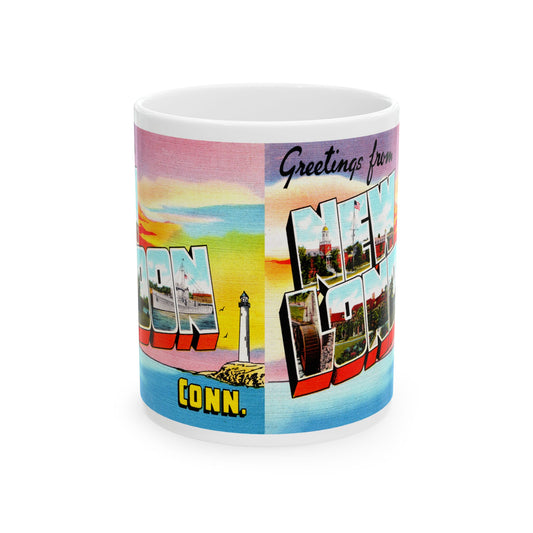 Memebly Retro Greetings from New London CT Connecticut Coffee Mug