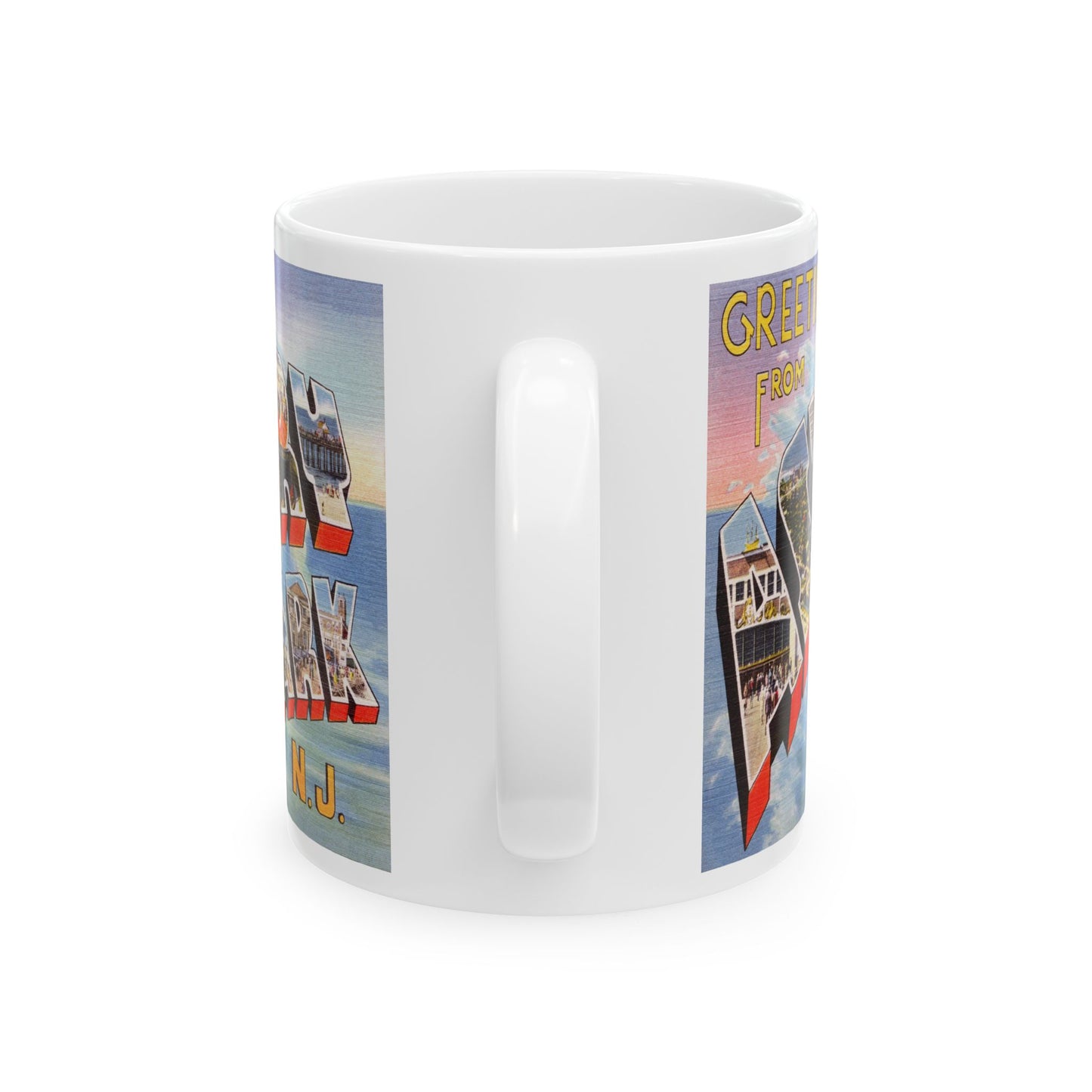 Memebly Vintage Waves Greetings from Asbury Park NJ New Jersey Coffee Mug