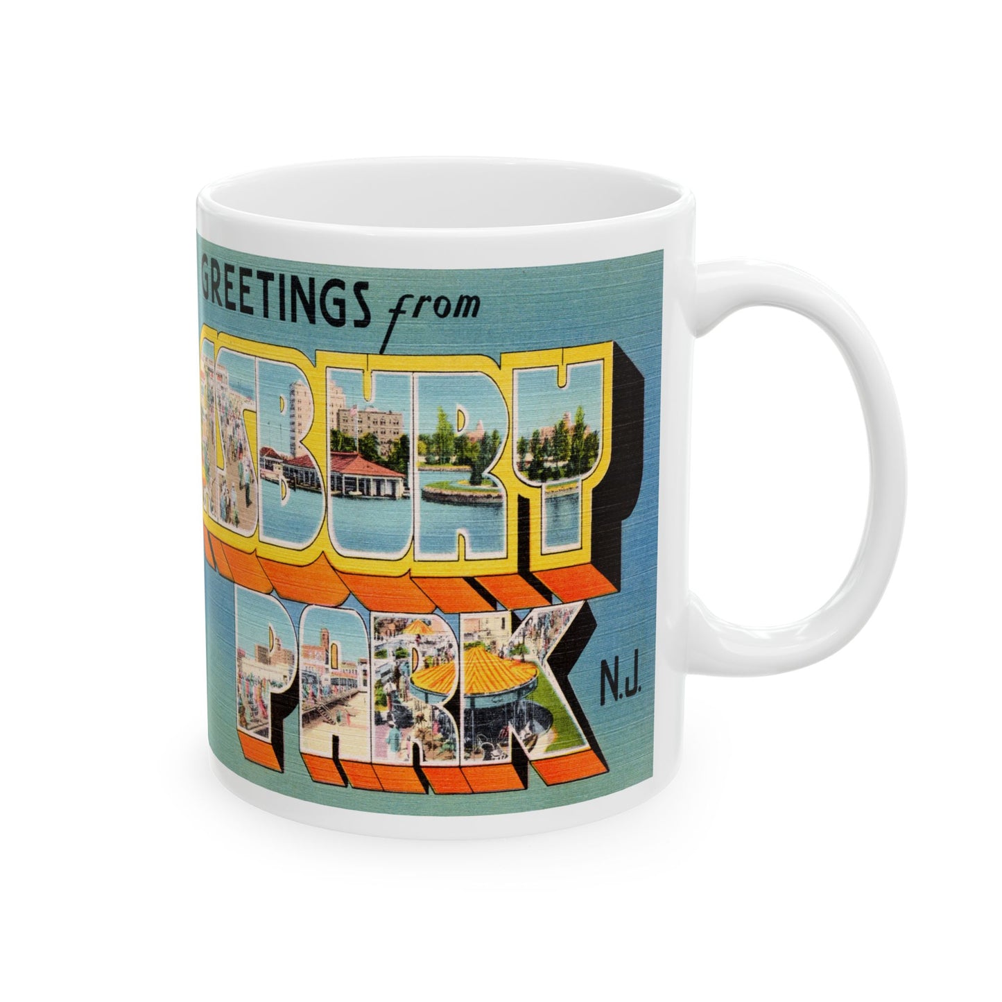 Memebly Vintage Retro Greetings from Asbury Park NJ New Jersey Coffee Mug