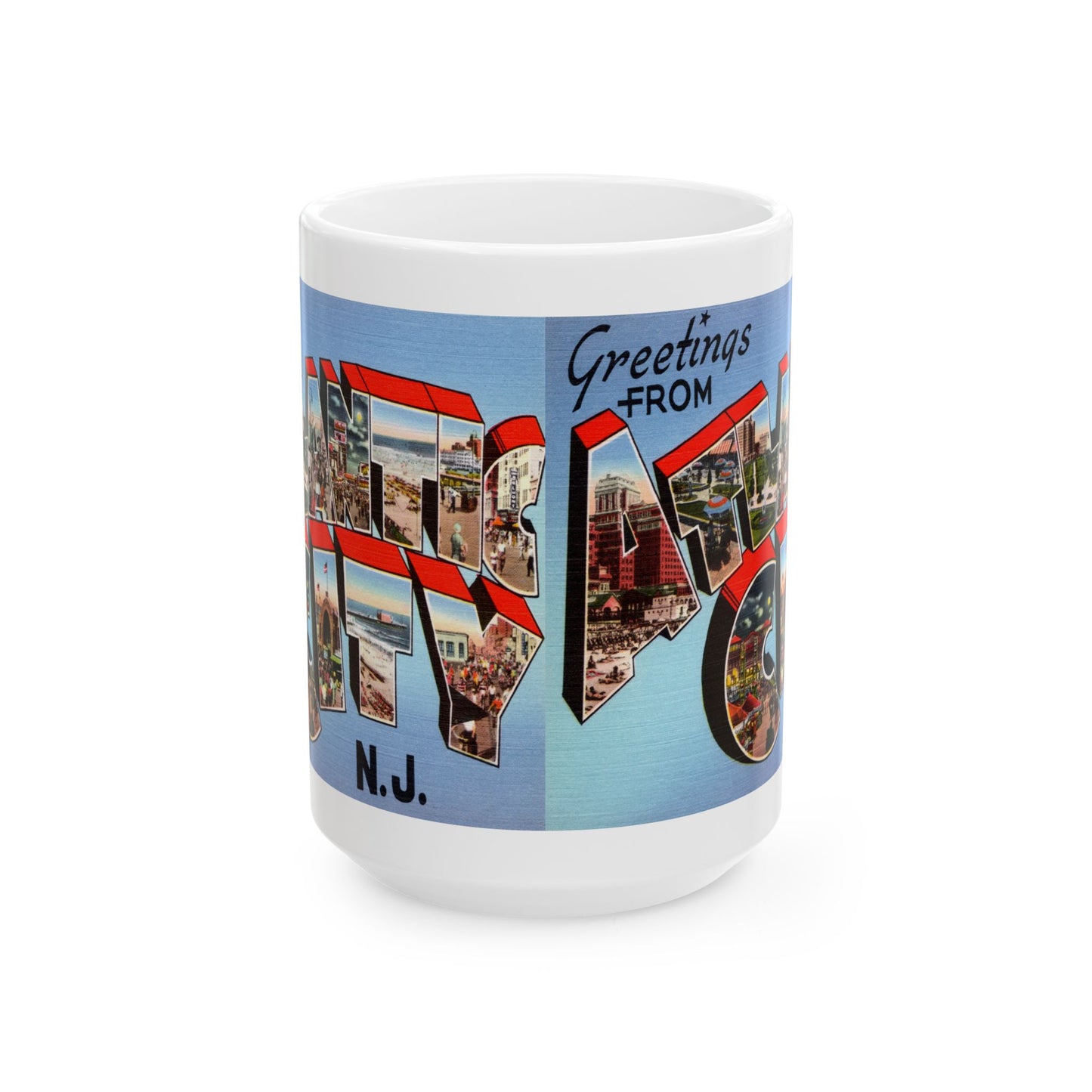 Memebly Scenic Retro Greetings from Atlantic City NJ New Jersey Coffee Mug