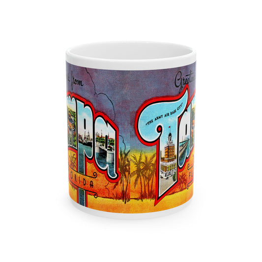 Memebly Vintage Retro Greetings from Tampa FL Florida Coffee Mug