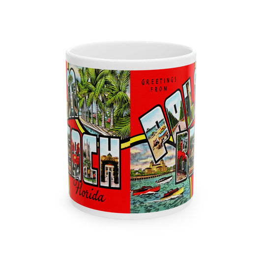 Memebly Vintage Greetings from Palm Beach FL Florida Coffee Mug