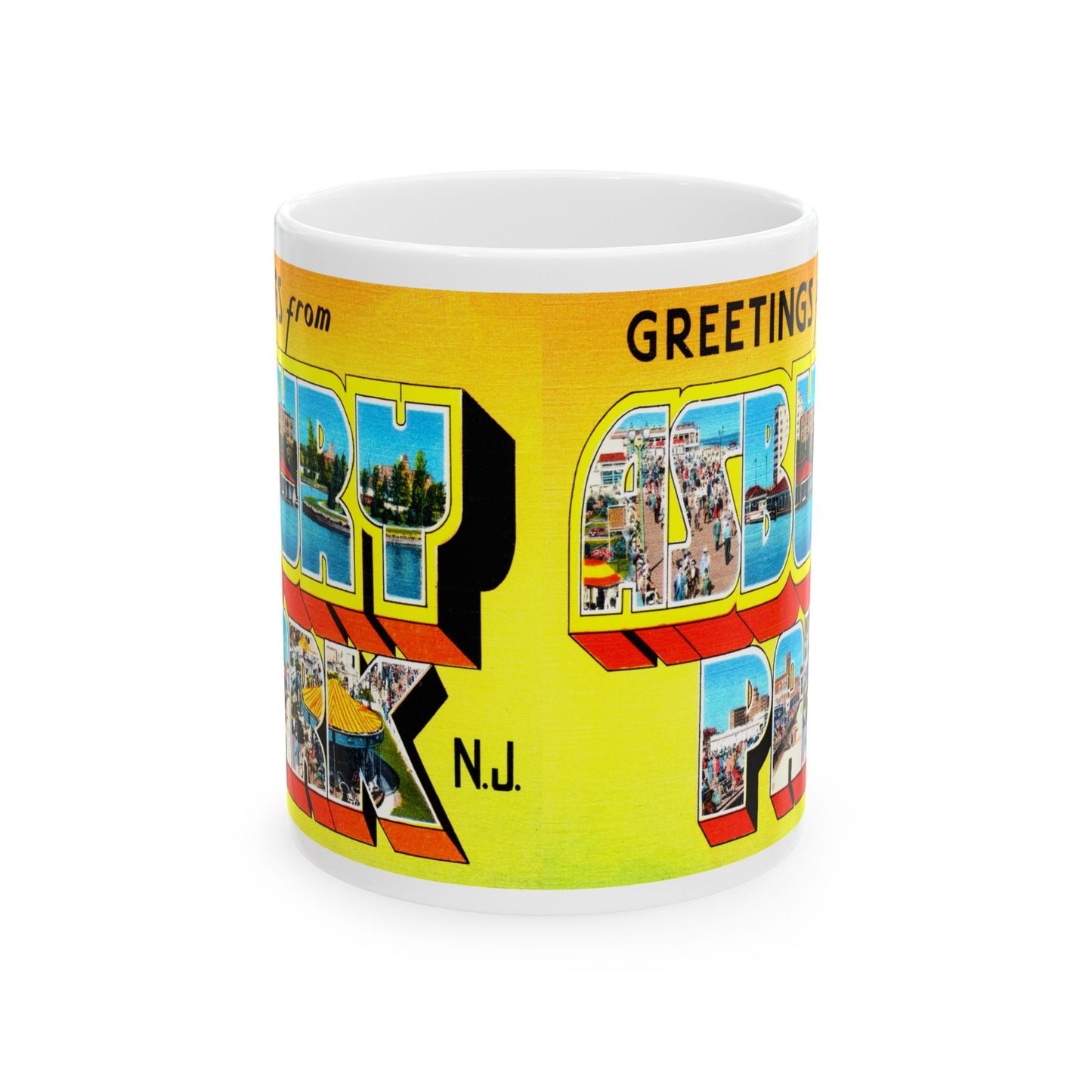 Memebly Bright Vintage Greetings from Asbury Park NJ New Jersey Coffee Mug