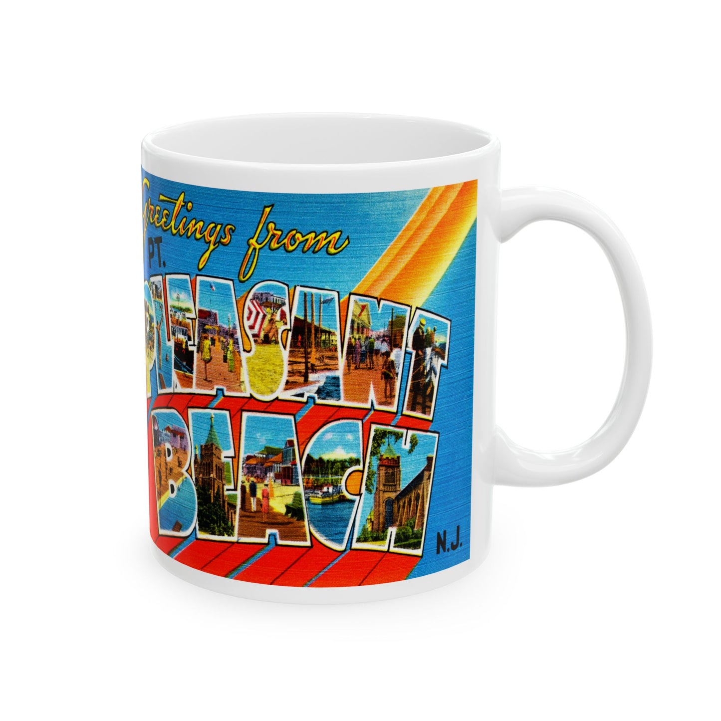 Memebly Vintage Greetings from Point Pleasant Beach NJ New Jersey Coffee Mug