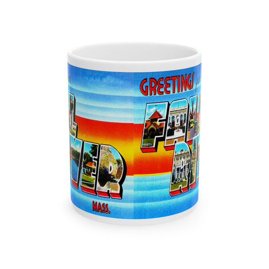 Memebly Colorful Vintage Greetings from Fall River MA Massachusetts Coffee Mug