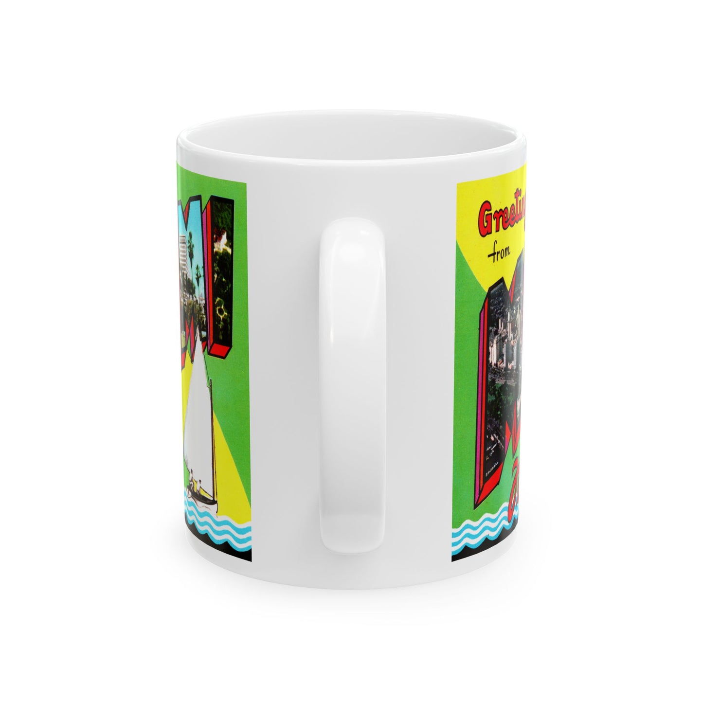 Memebly Retro 1950s Greetings from Miami FL Florida  Coffee Mug