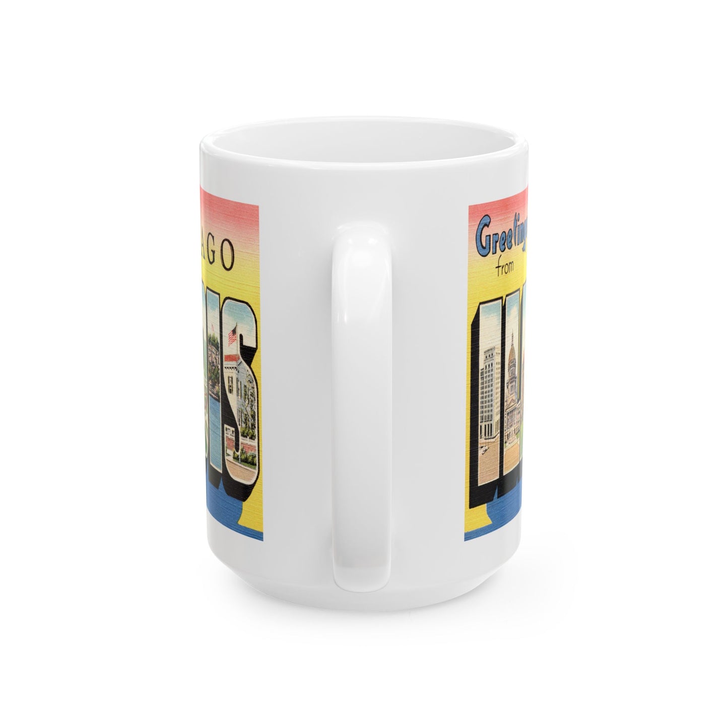 Memebly Colorful Retro Greetings from Chicago IL Coffee Mug