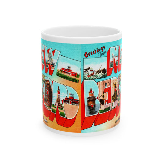 Memebly Colorful Vintage Greetings from New Bedford MA Massachusetts Coffee Mug