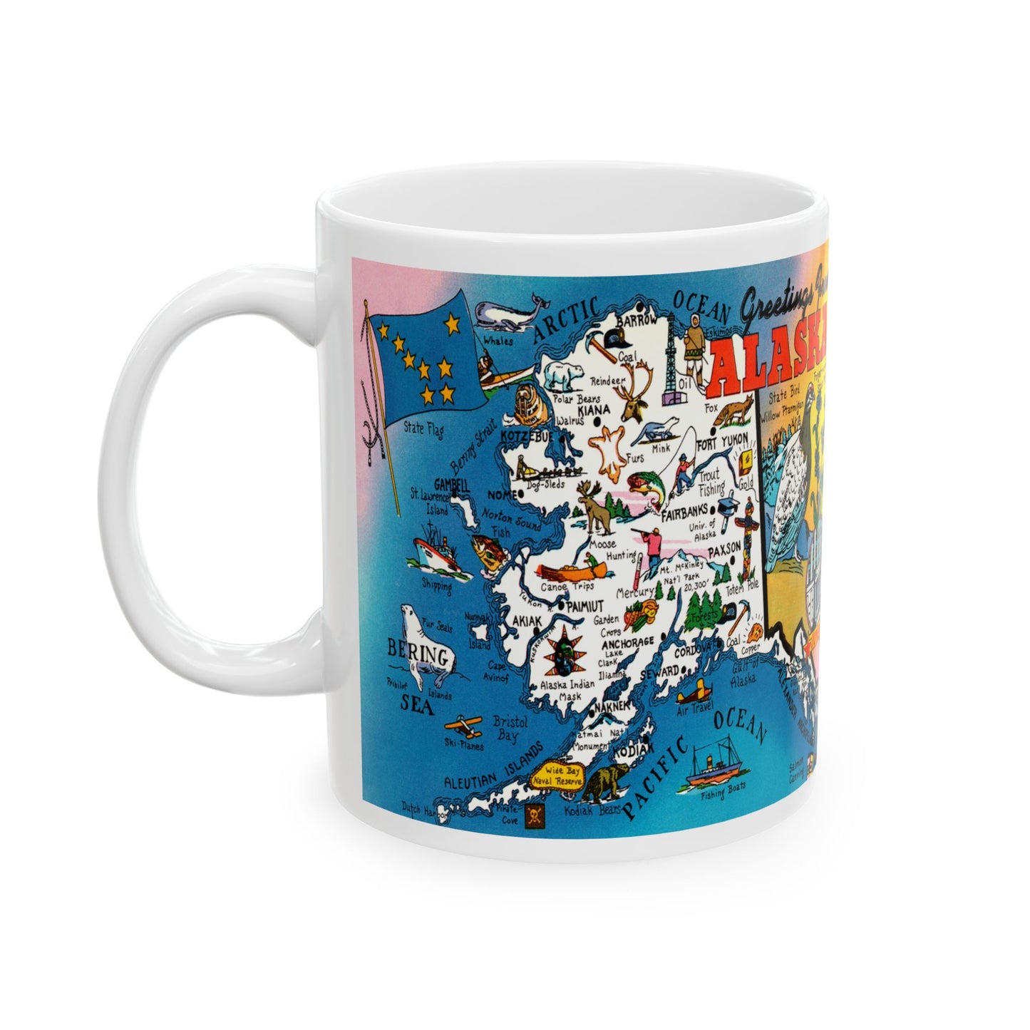 Memebly Retro Greetings from Alaska Map Coffee Mug