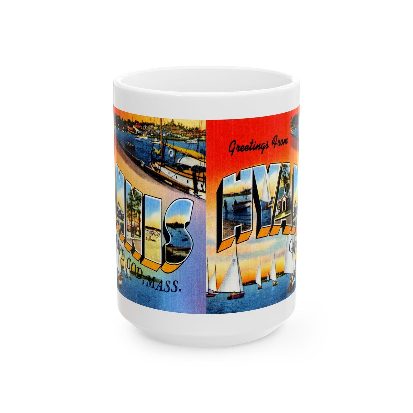 Memebly Vintage Greetings from Hyannis Cape Cod MA Massachusetts Coffee Mug