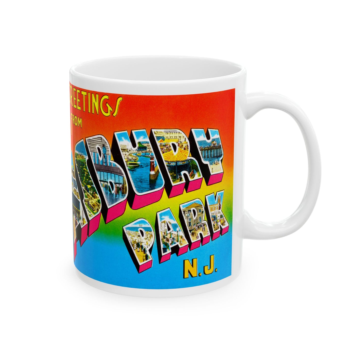 Memebly Vintage Greetings from Asbury Park NJ New Jersey Coffee Mug