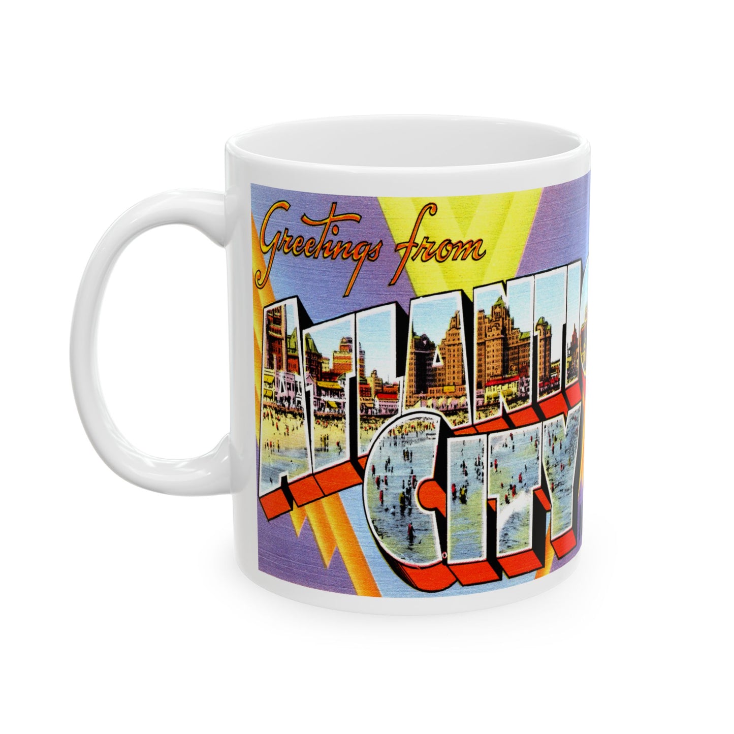 Memebly Vintage Greetings from Atlantic City NJ New Jersey Coffee Mug - Violet Image