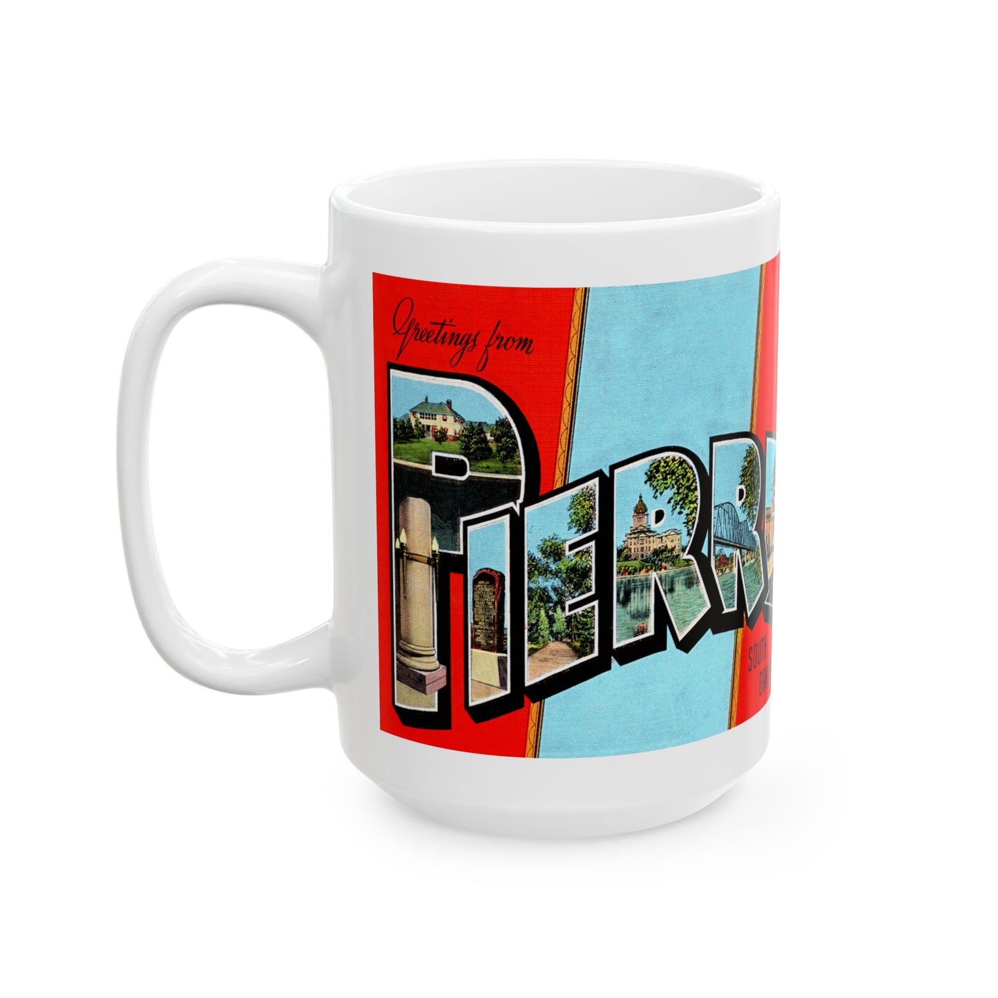 Memebly Vintage Greetings from Pierre SD South Dakota Coffee Mug