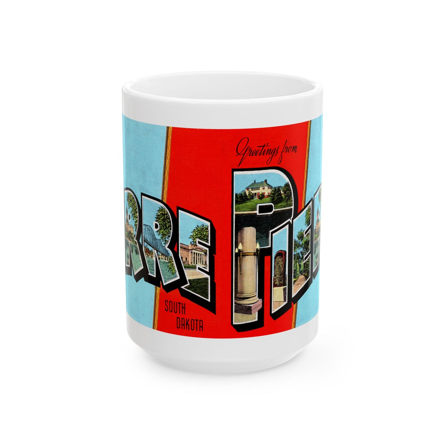 Memebly Vintage Greetings from Pierre SD South Dakota Coffee Mug