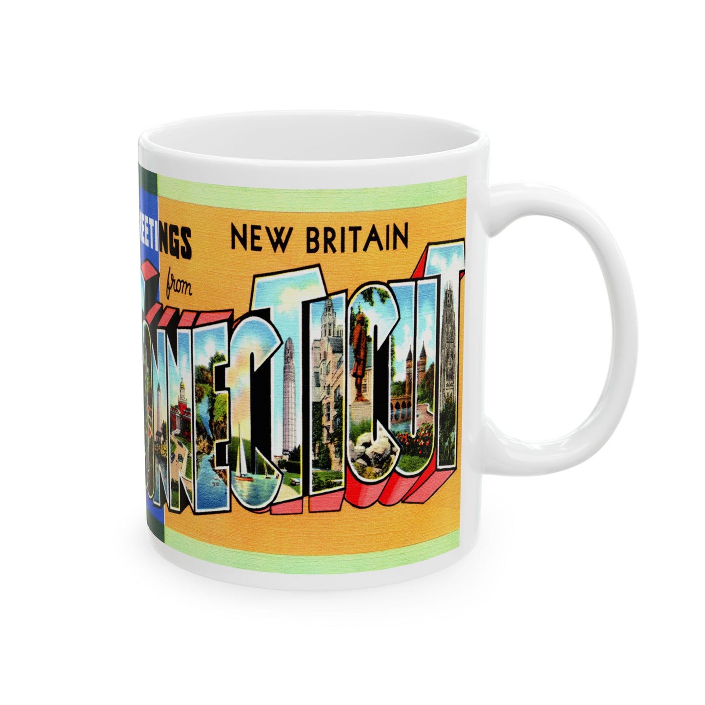 Memebly Vintage Greetings from New Britain CT Connecticut Coffee Mug