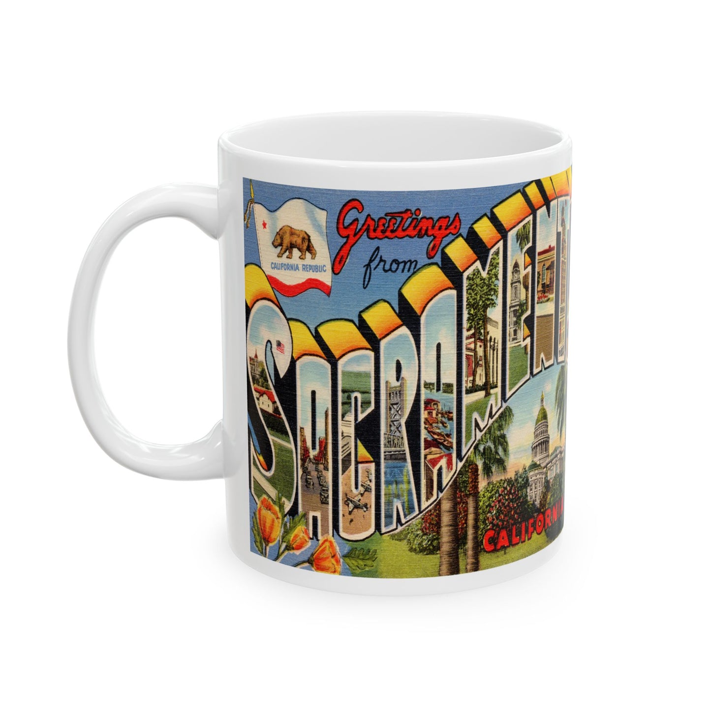 Memebly Retro Greetings from Sacremento CA California Coffee Mug