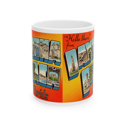 Memebly Vintage Hello from Daytona Beach FL Florida Coffee Mug