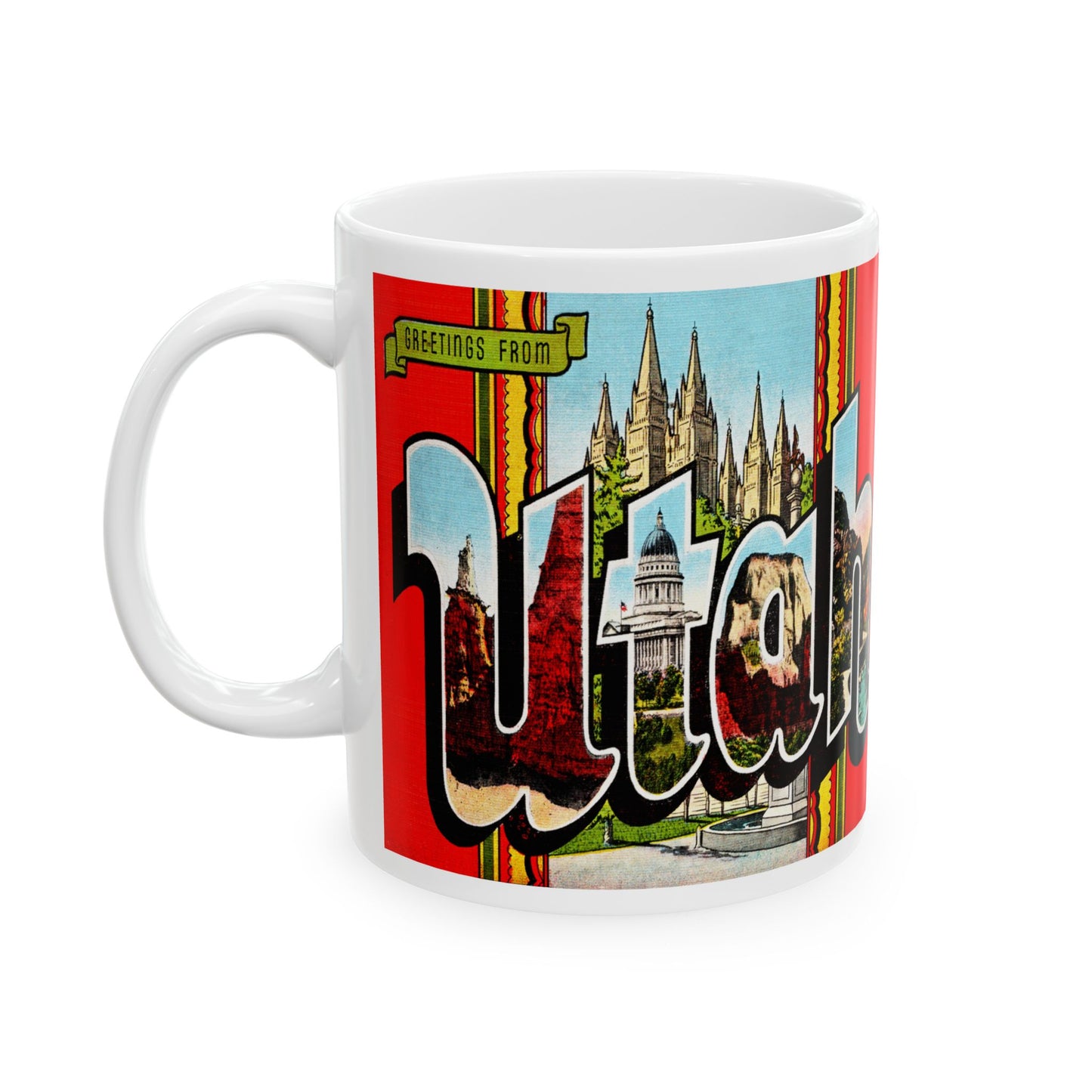 Memebly Colorful Retro Greetings from Utah UT Coffee Mug