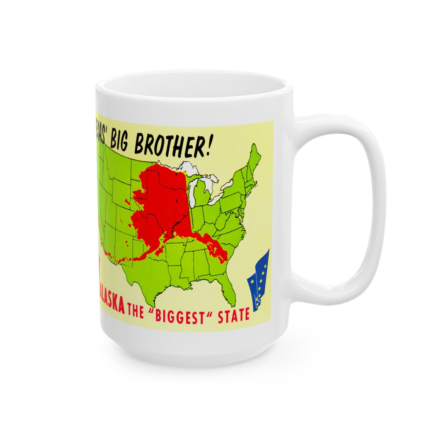 Memebly Vintage Texas Big Brother Alaska  Map Coffee Mug