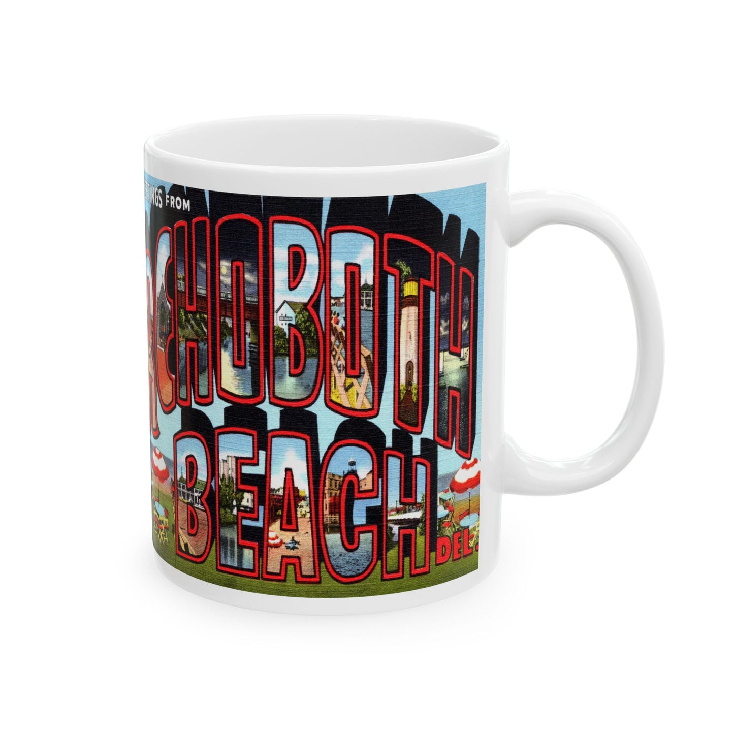 Memebly Retro Greetings from Rehoboth Beach DE Delaware Coffee Mug