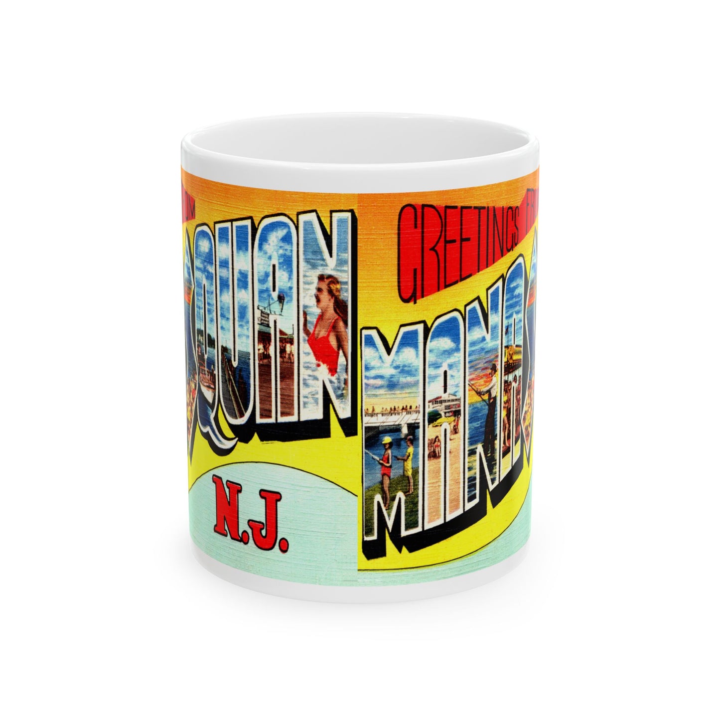 Memebly Vintage Greetings from Manasquan NJ New Jersey Coffee Mug