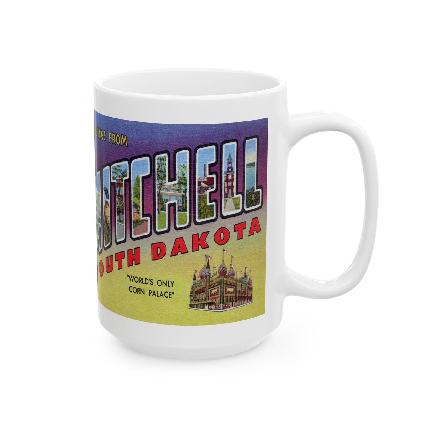 Memebly Vintage Greetings from Mitchell SD South Dakota Coffee Mug