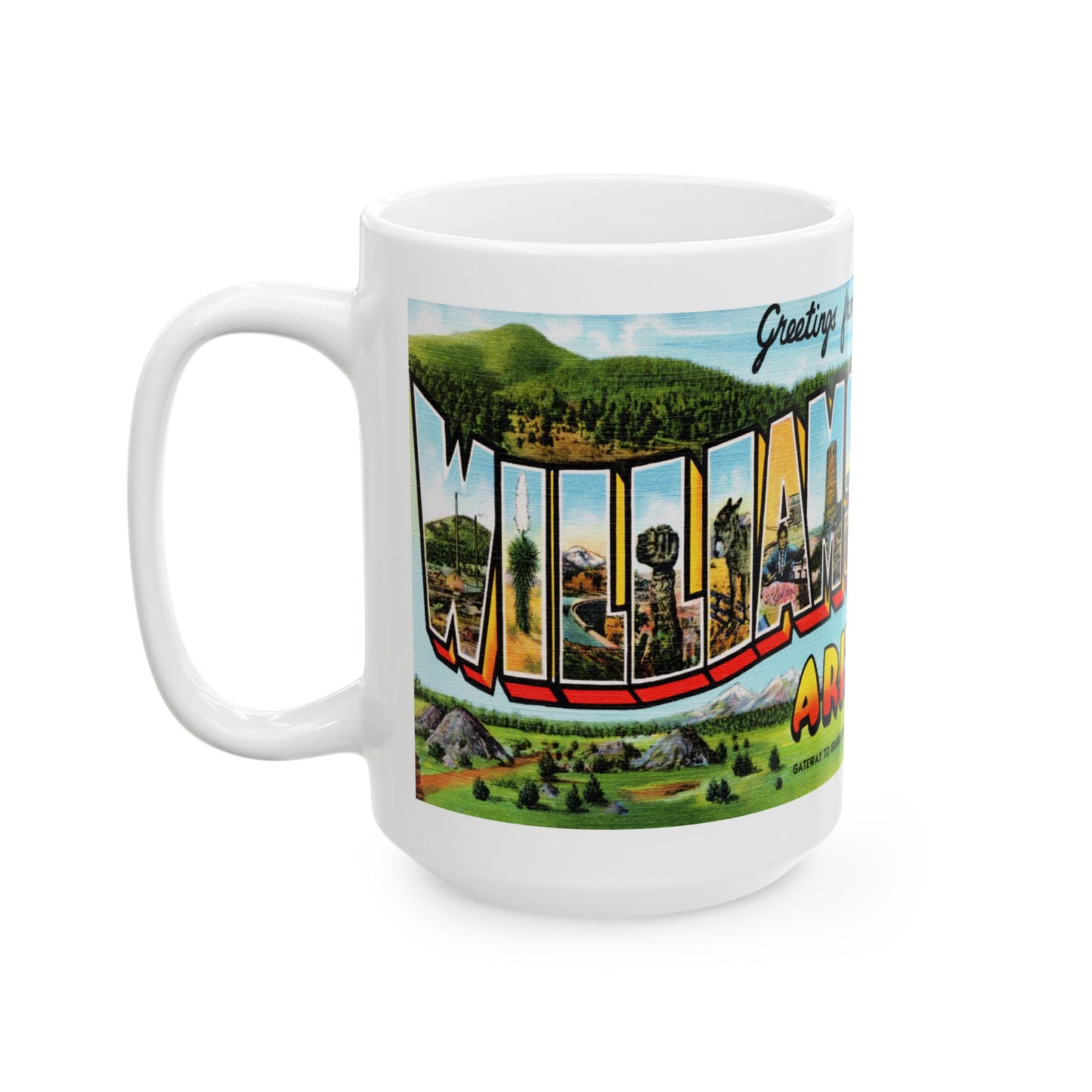 Memebly Vintage Greetings from Williams AZ Arizona Coffee Mug