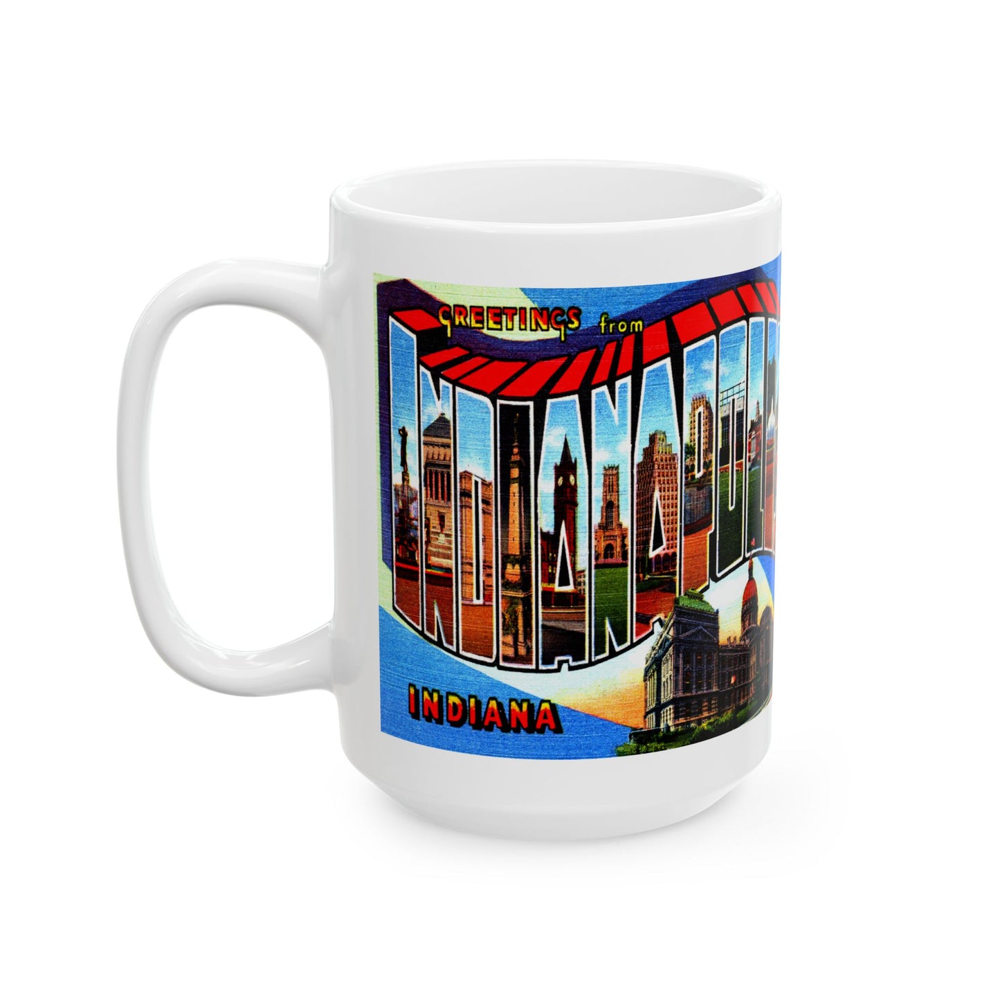 Memebly Colorful Retro Greetings from Indianapolis IN Indiana Coffee Mug