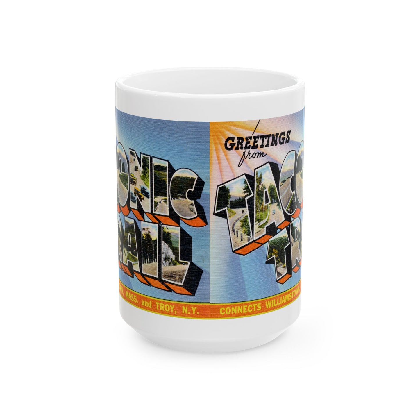 Memebly Vintage Greetings from the Taconic Trail MA Massachusetts Coffee Mug