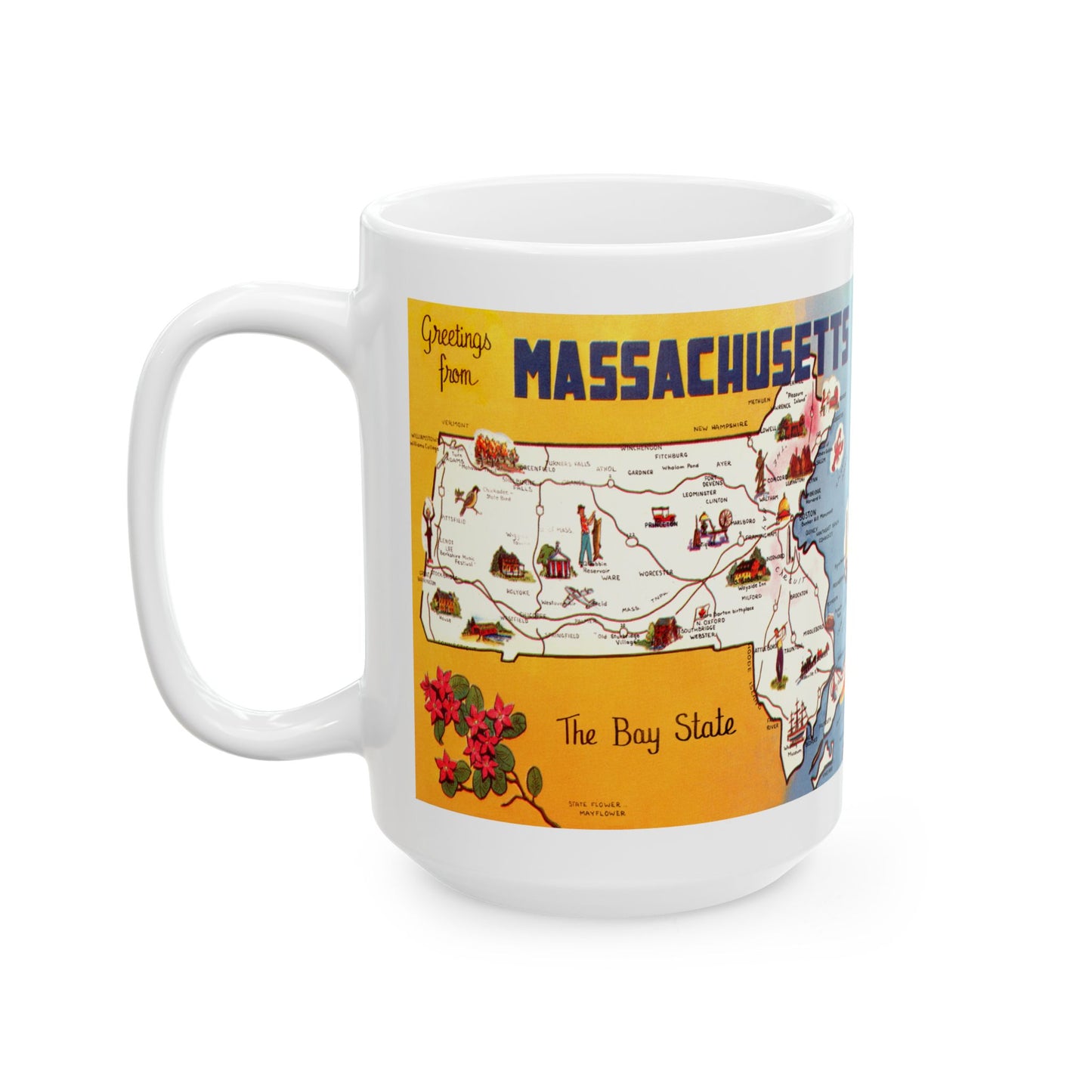 Memebly Vintage Retro Greetings from Massachusetts MA Coffee Mug Coffee Mug