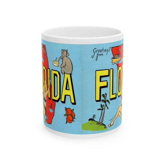 Memebly Vintage Greetings from Florida FL Map Coffee Mug