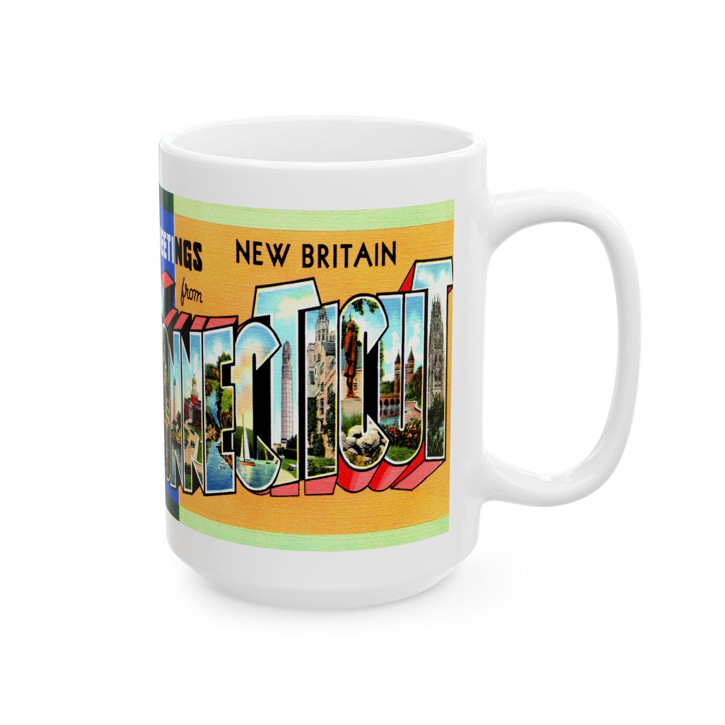 Memebly Vintage Greetings from New Britain CT Connecticut Coffee Mug