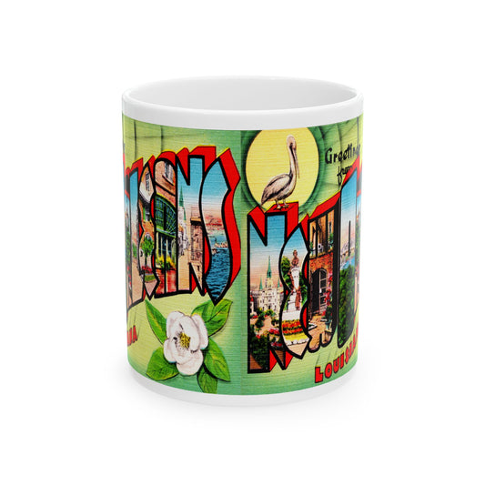 Memebly  Vintage Flowerful Greetings from New Orleans LA Louisiana Coffee Mug