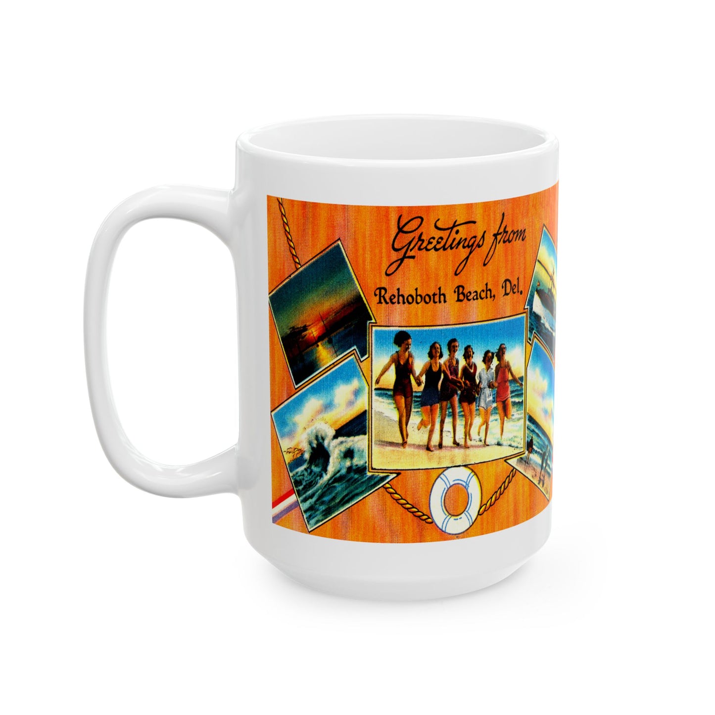 Memebly Vintage Beach Greetings from Rehoboth Beach DE Delaware Coffee Mug