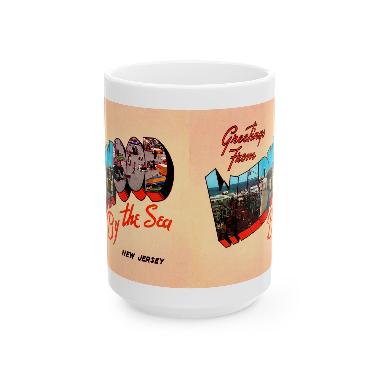 Memebly Retro 1950s Greetings from Wildwood by the Sea NJ New Jersey Coffee Mug