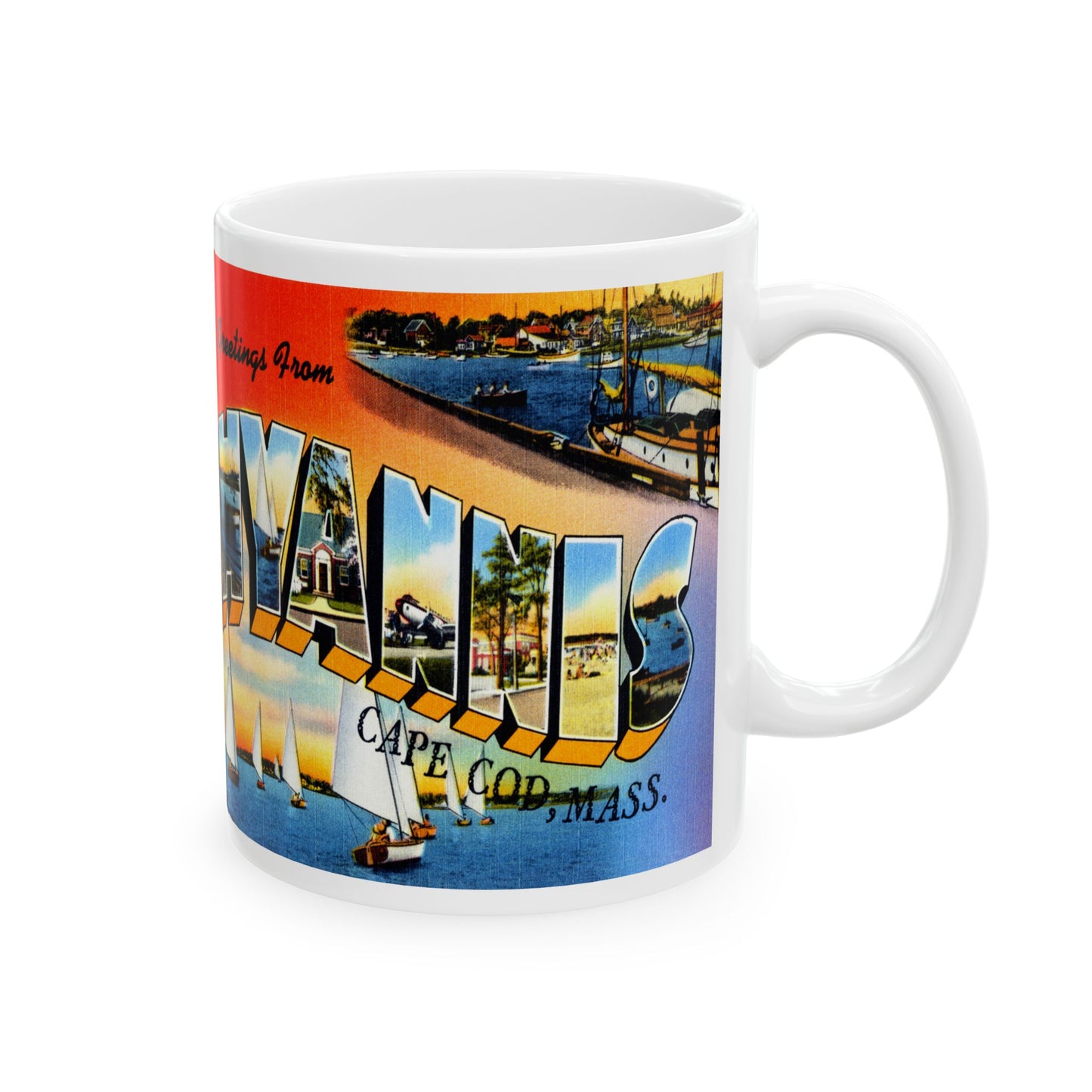 Memebly Vintage Greetings from Hyannis Cape Cod MA Massachusetts Coffee Mug