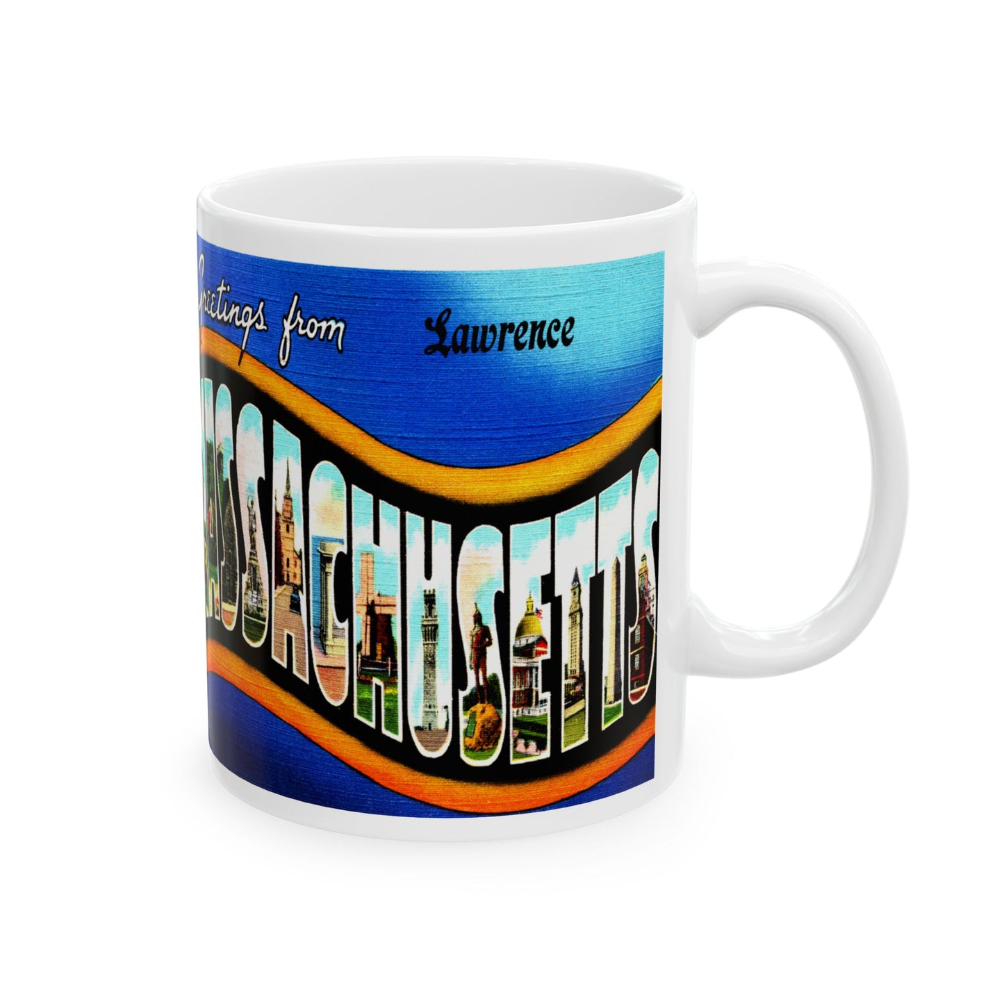 Memebly Vintage Greetings from Lawrence MA Massachusetts Coffee Mug