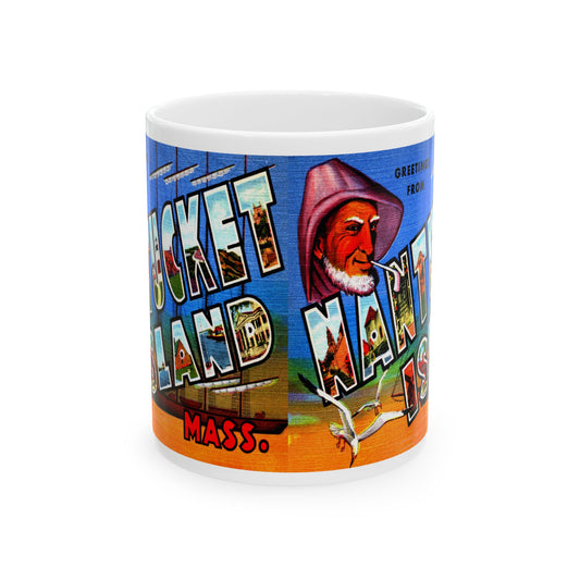 Memebly Colorful Vintage Greetings from Nantucket Island MA Massachusetts Coffee Mug