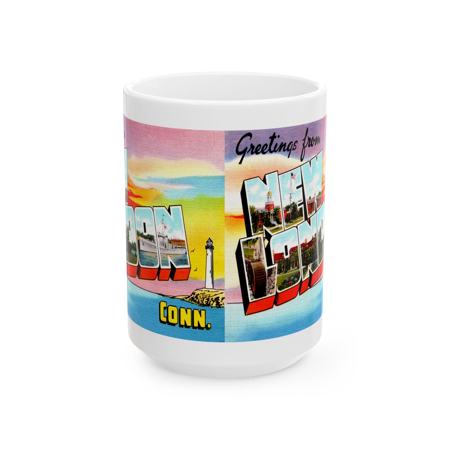 Memebly Retro Greetings from New London CT Connecticut Coffee Mug