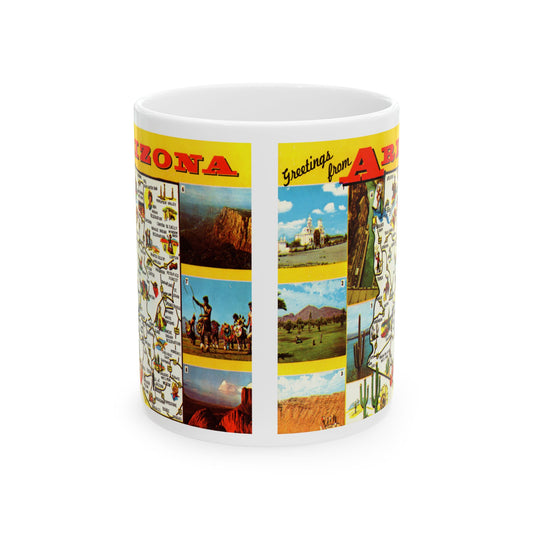 Memebly Colorful Vintage AZ Arizona Map Coffee Mug Greetings