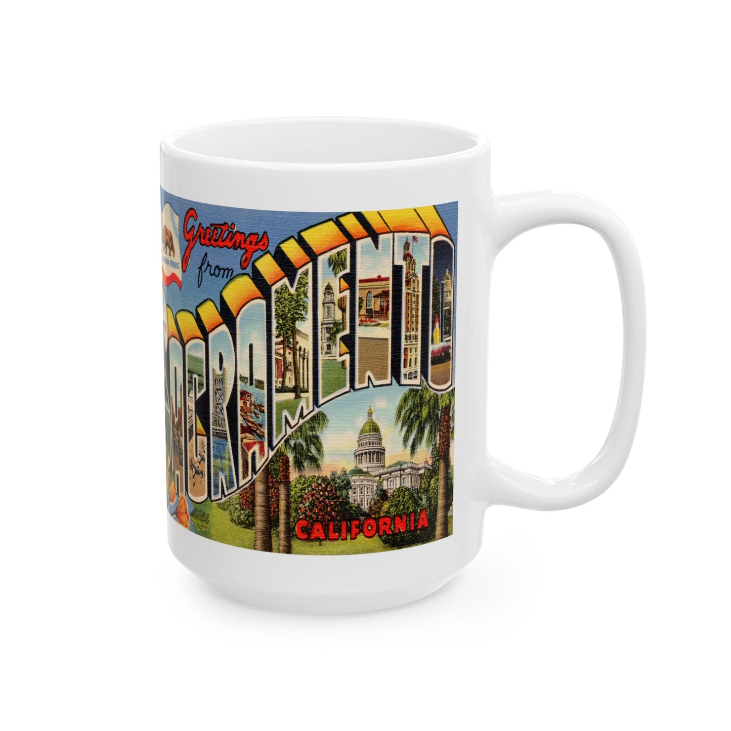 Memebly Retro Greetings from Sacremento CA California Coffee Mug