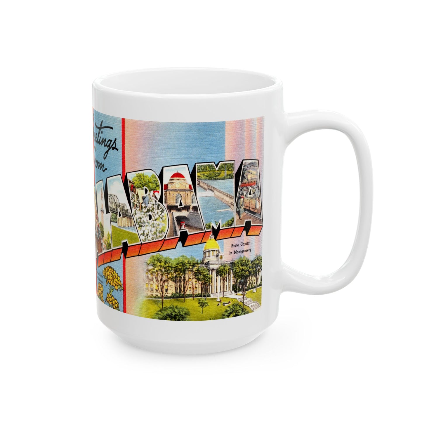 Memebly Flowerful Vintage Greetings from AL Alabama Coffee Mug