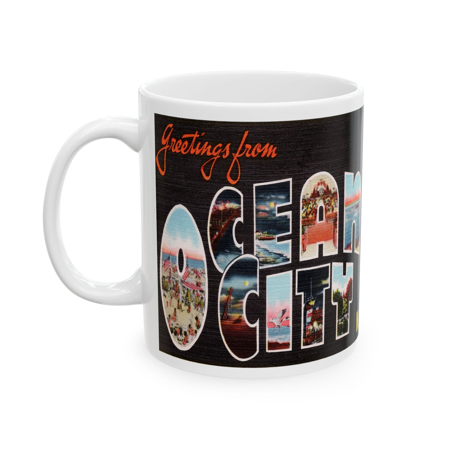 Memebly Scenic Retro Greetings from Ocean City NJ New Jersey Coffee Mug