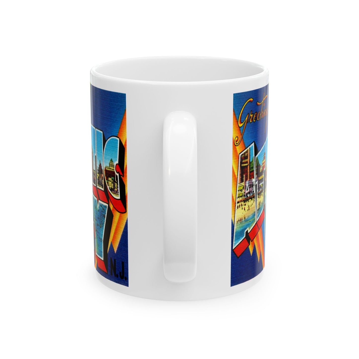 Memebly Vintage Greetings from Atlantic City NJ New Jersey  Coffee Mug - Blue Image