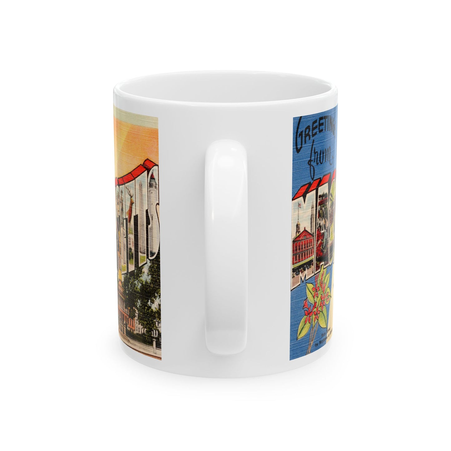 Memebly Retro Vintage Greetings from Massachusetts MA Coffee Mug